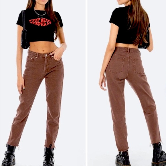 REVOLVE Edikted Brown Coco Mom Jeans Sz. Small - Picture 1 of 10